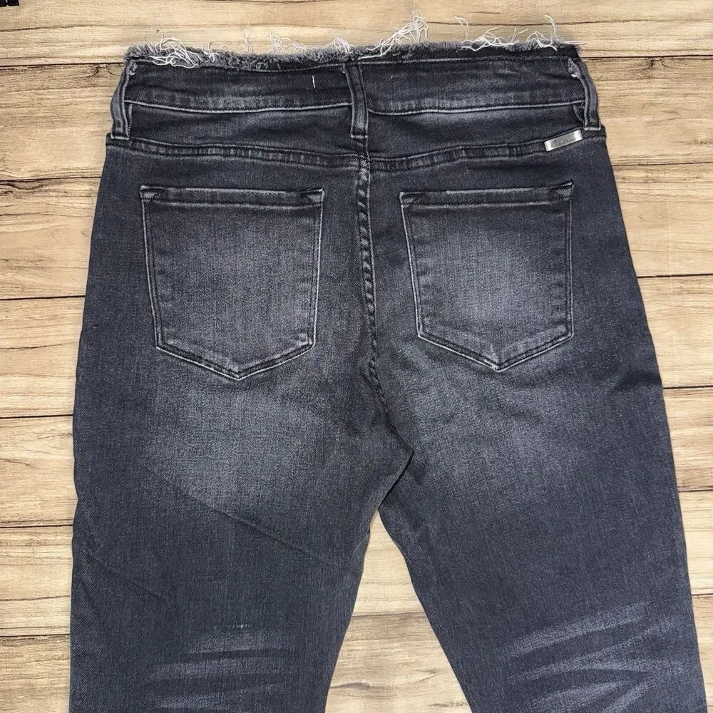 KanCan Maurices Skinny High Rise Black Jeans Raw Waist Hems Women's 28